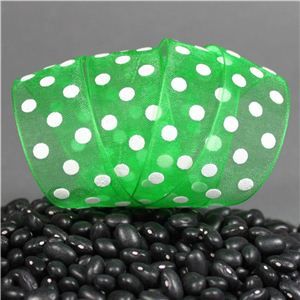 Sheer Puff Dot Ribbon - Emerald